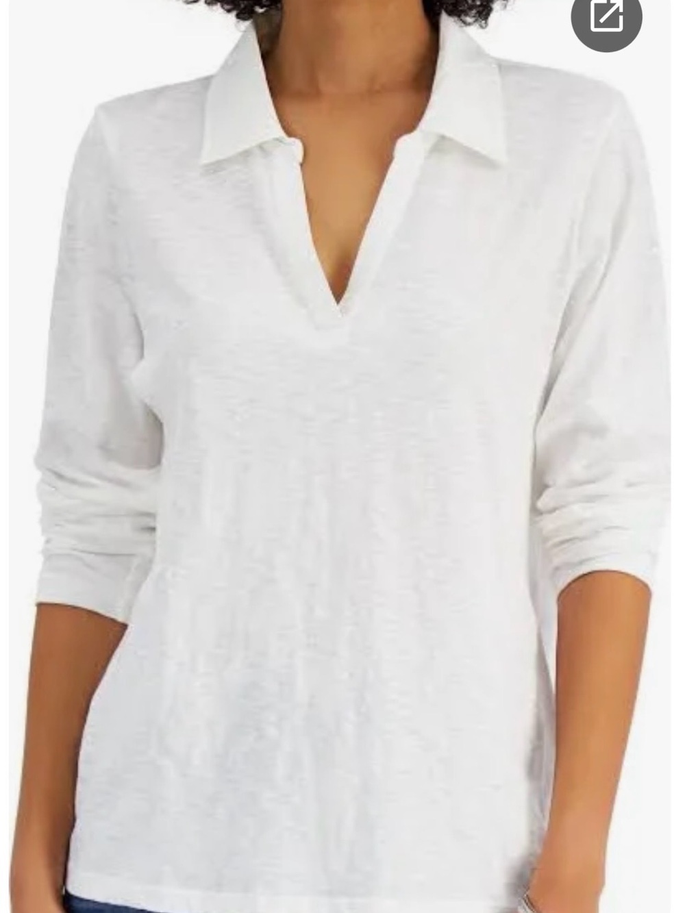 Talbot’s White 3/4 Sleeve Johnny Collar Top - size XL